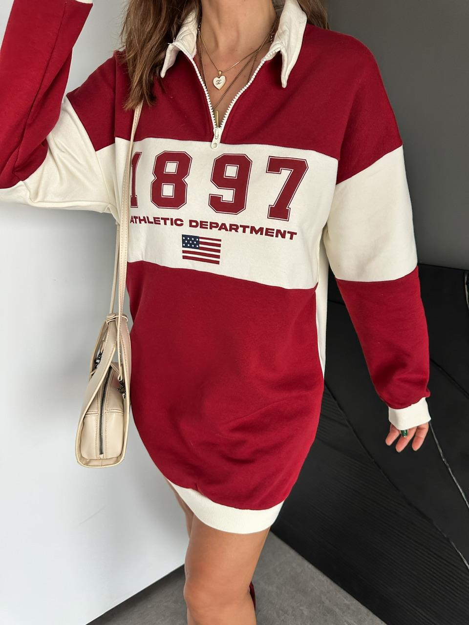 Bordo Athletic Sweatshirt Elbise