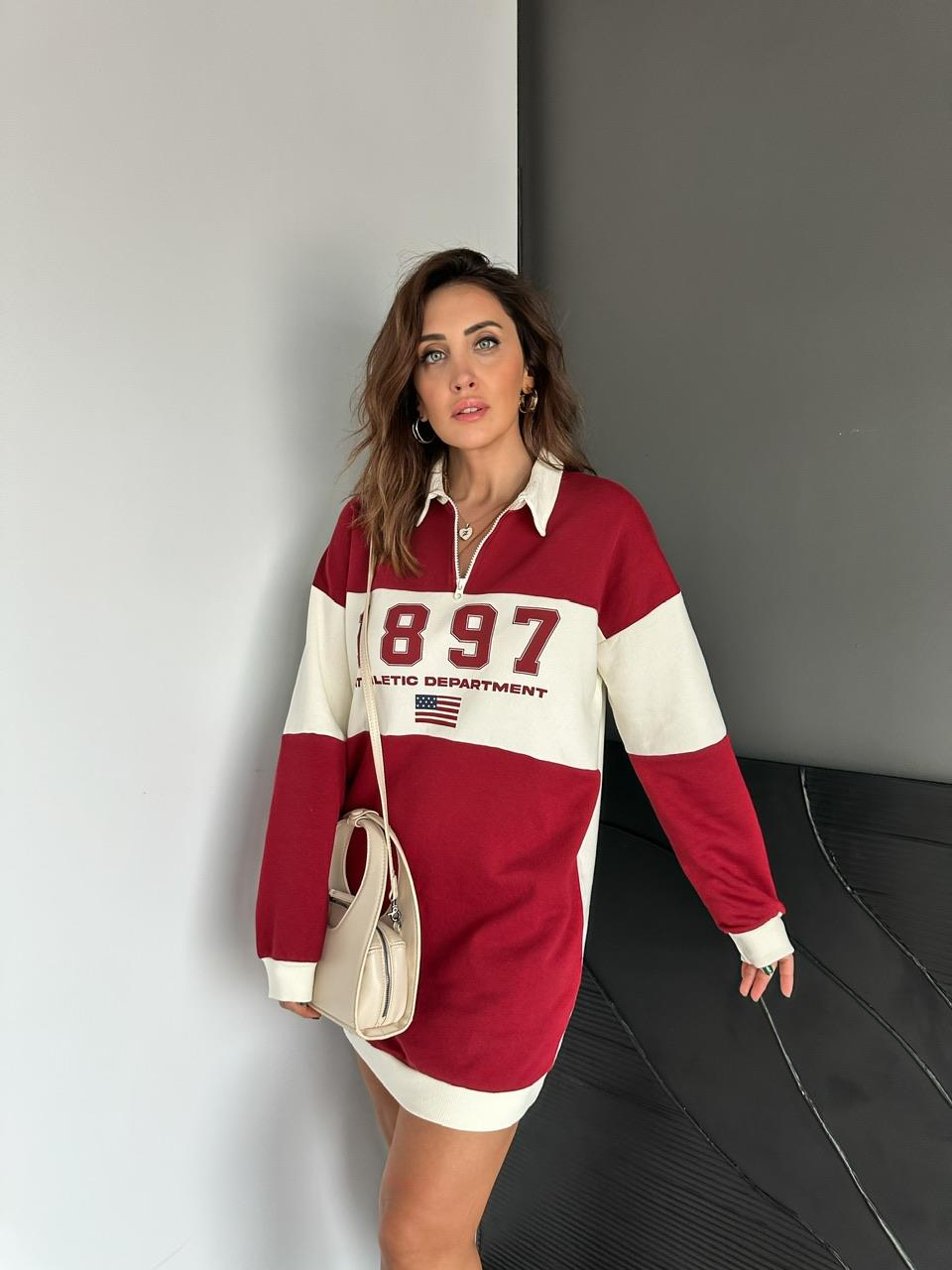 Bordo Athletic Sweatshirt Elbise