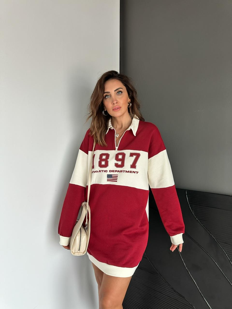 Bordo Athletic Sweatshirt Elbise