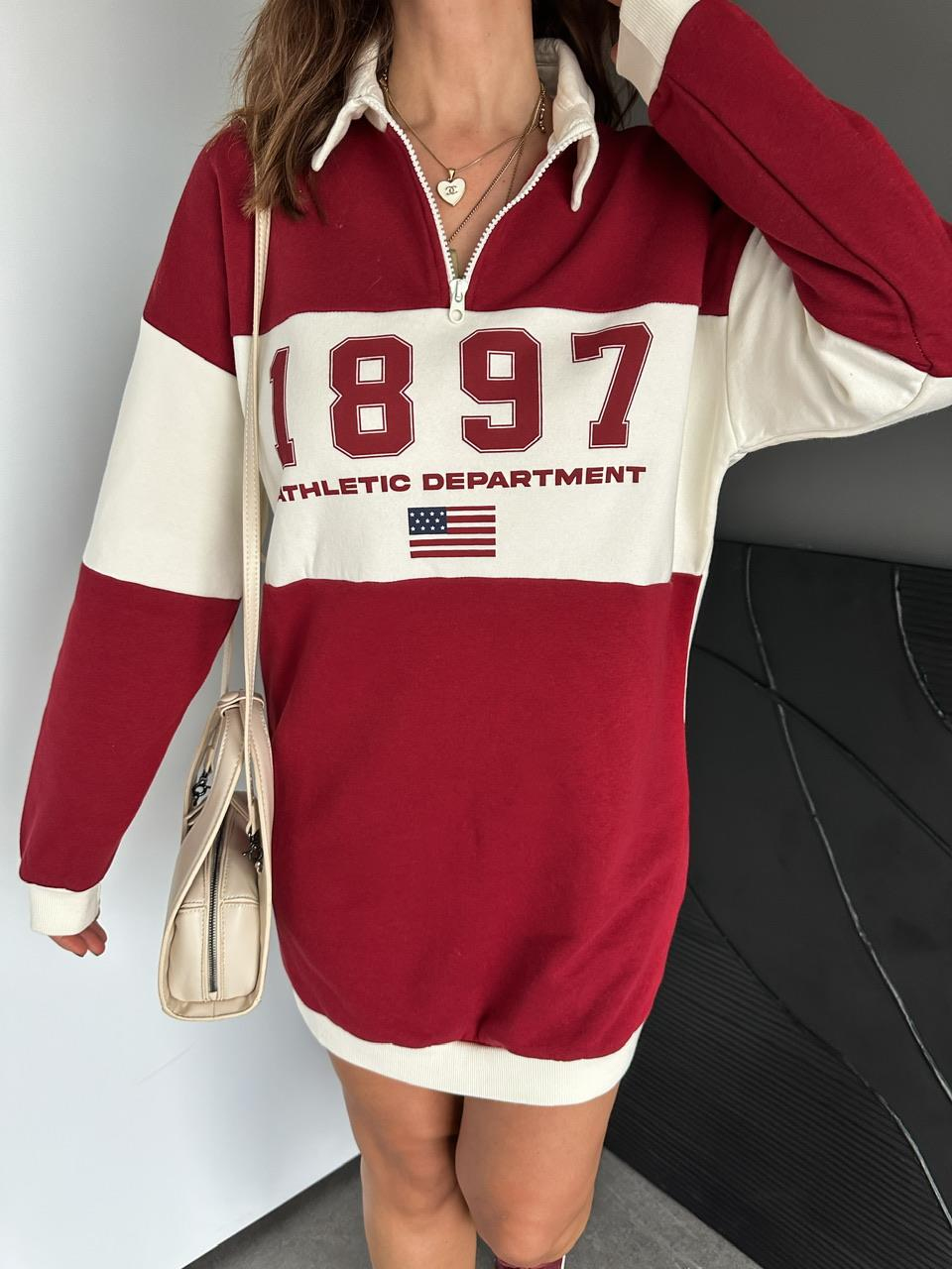 Bordo Athletic Sweatshirt Elbise