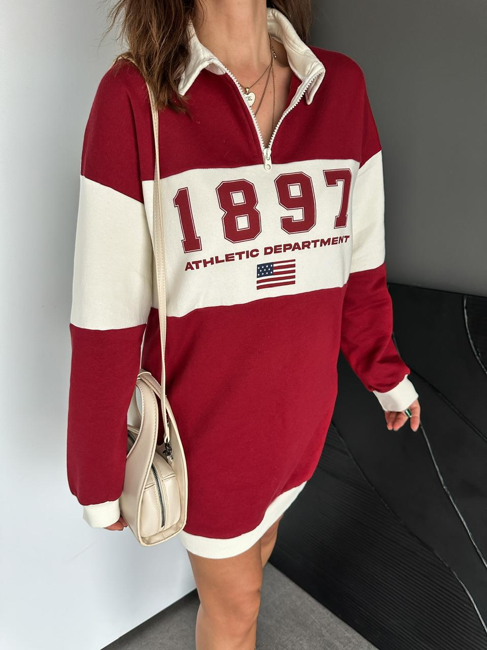 Bordo Athletic Sweatshirt Elbise