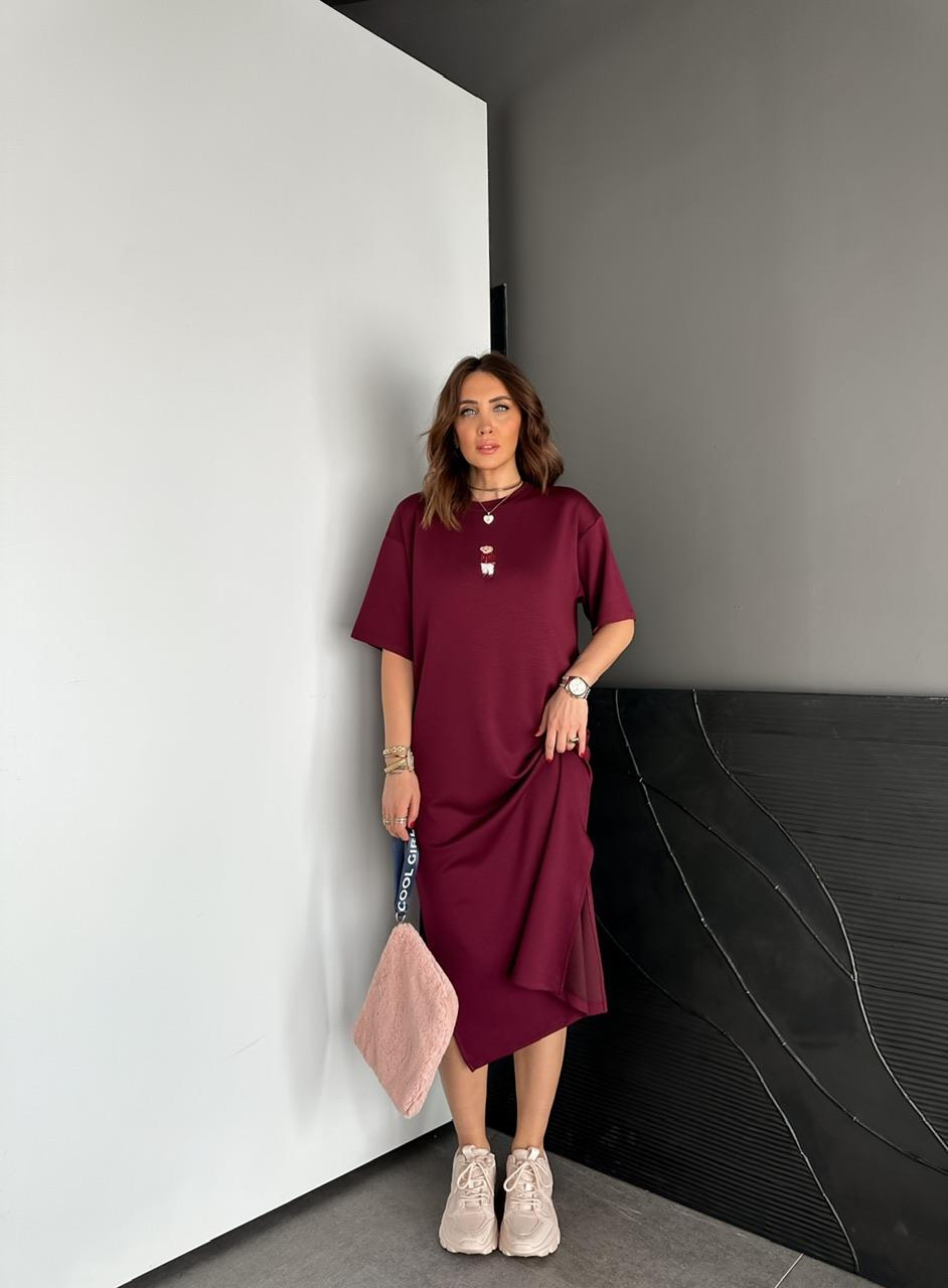 Bordo Ayıcıklı Modal Basic Elbise