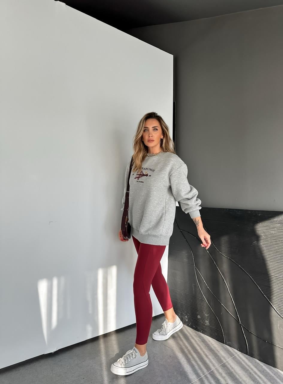 Bordo Beli İpli Likralı Alo Tayt