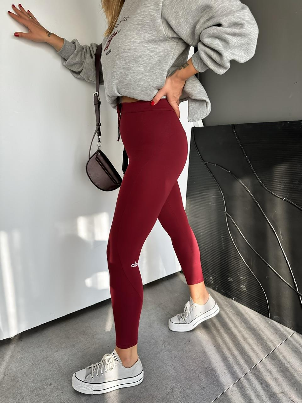Bordo Beli İpli Likralı Alo Tayt