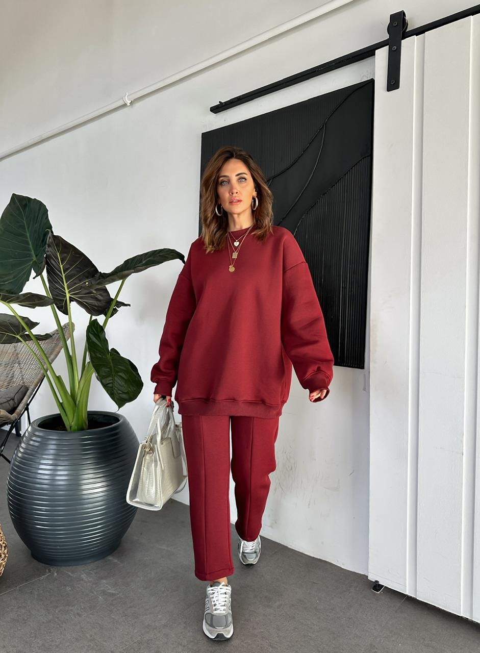 Bordo Bisiklet Yaka Salaş Basic Takım