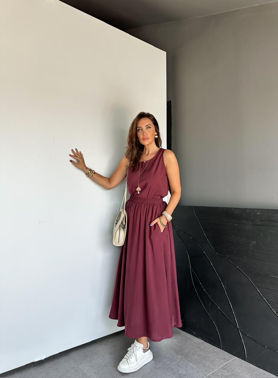 Bordo Bluz Etek Soft Takım