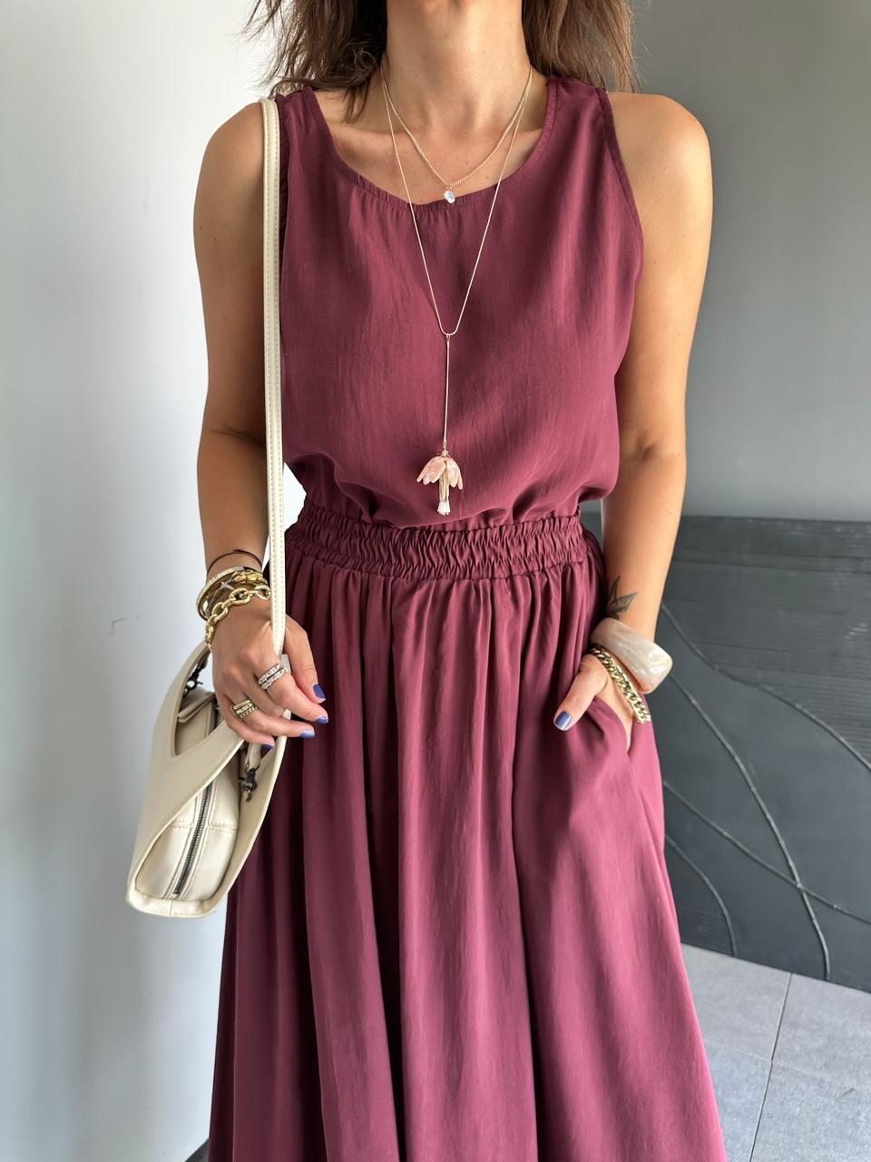 Bordo Bluz Etek Soft Takım