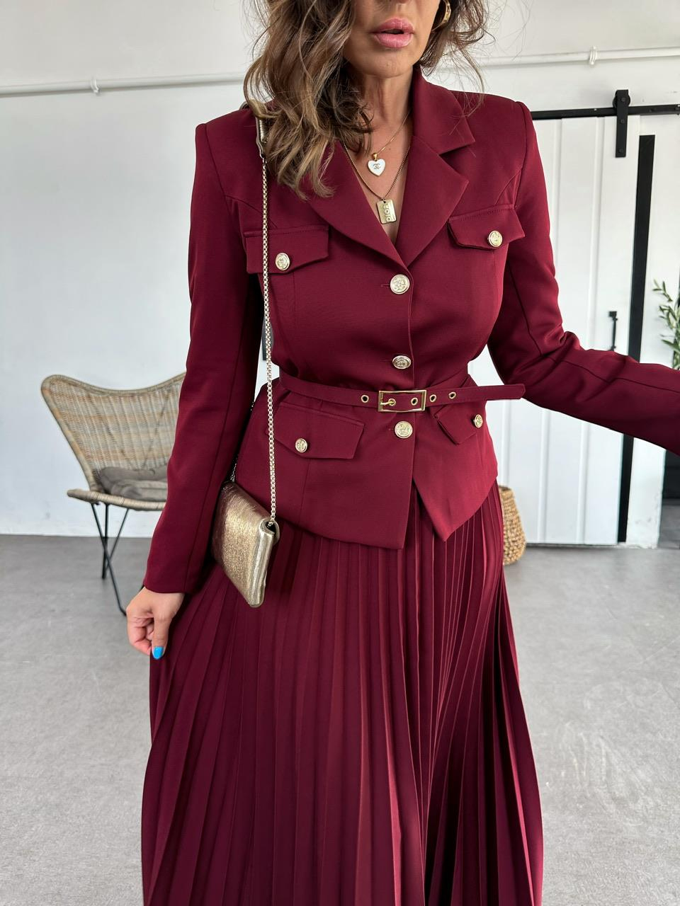 Bordo Ceket Etek Premium Takım