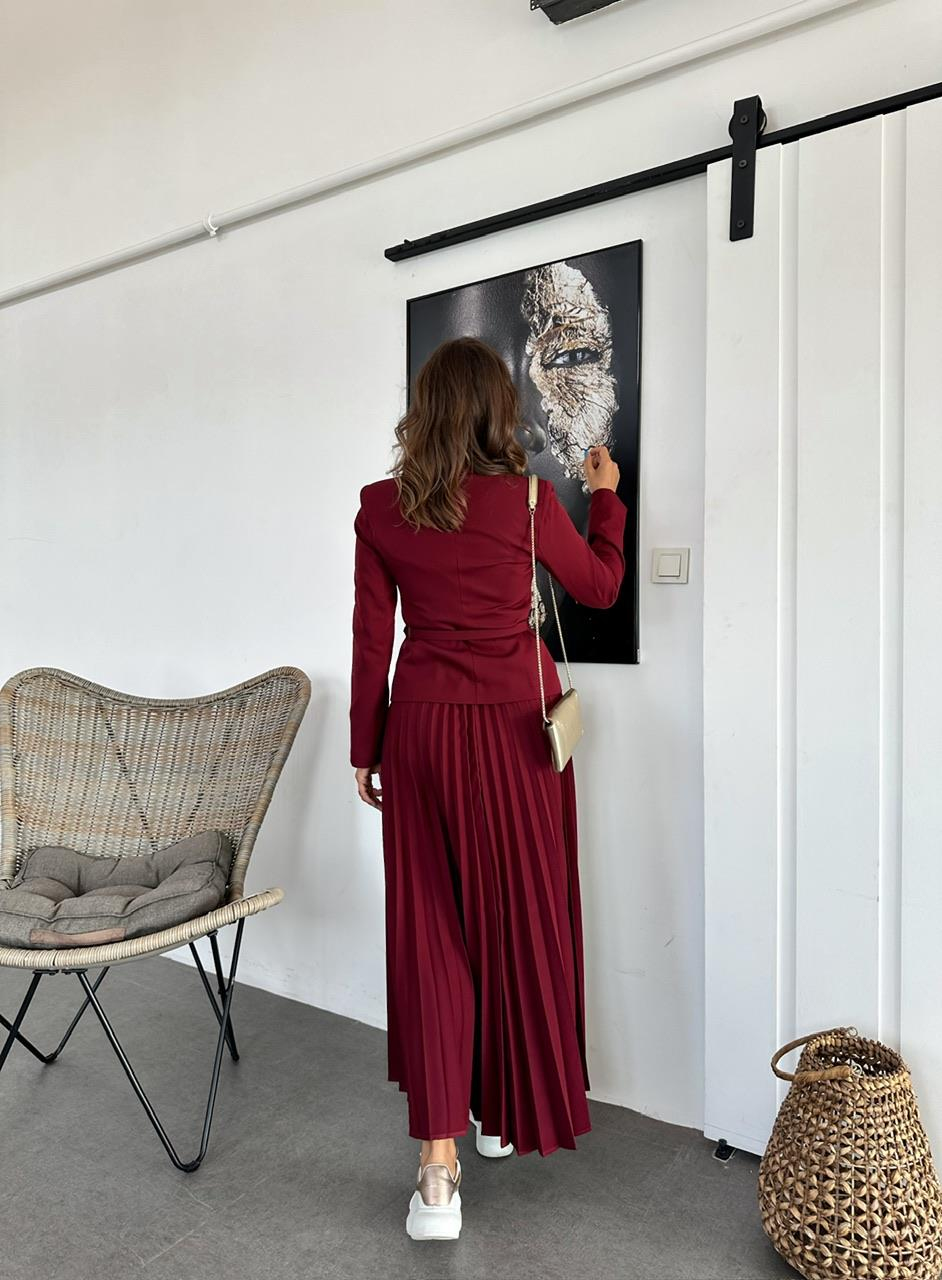 Bordo Ceket Etek Premium Takım