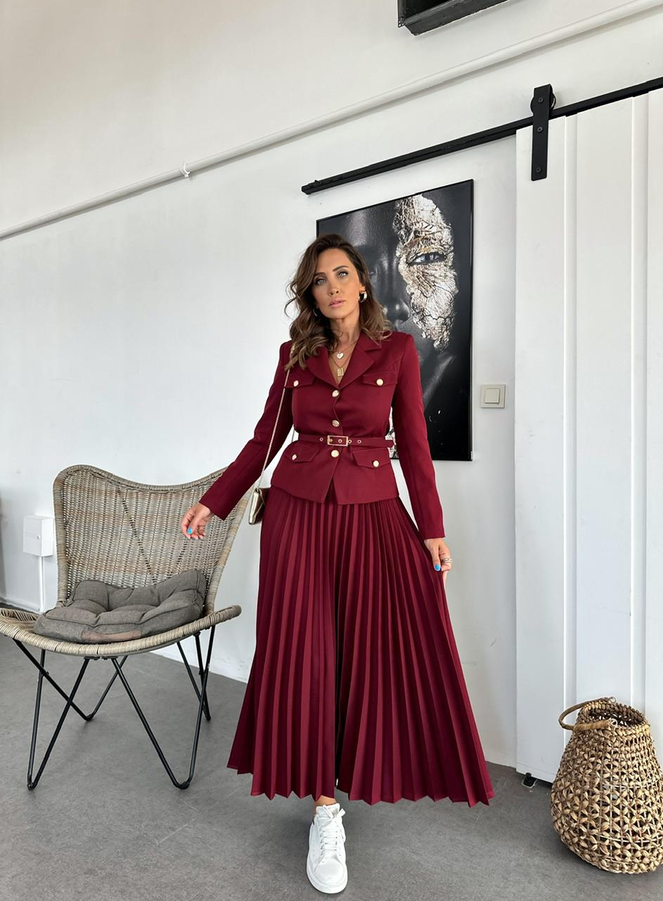 Bordo Ceket Etek Premium Takım