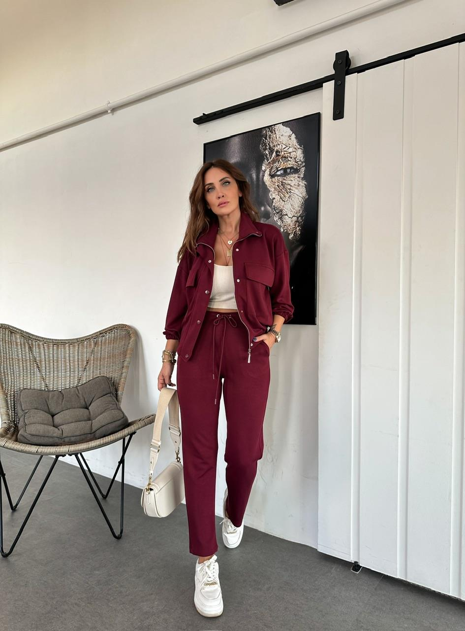 Bordo Ceketli Modal Takım