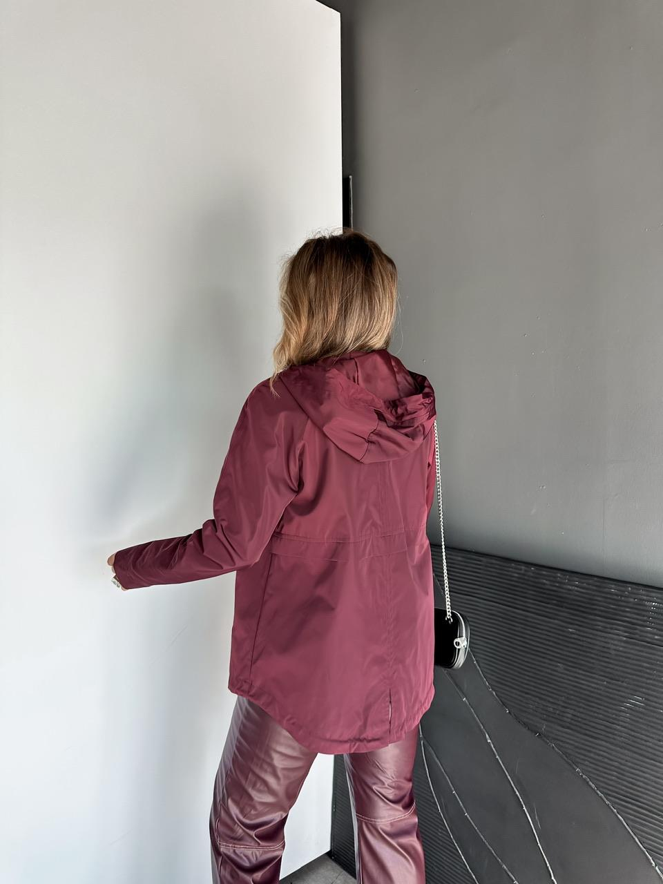 Bordo Cıtcıtlı Kapşonlu Yağmurluk