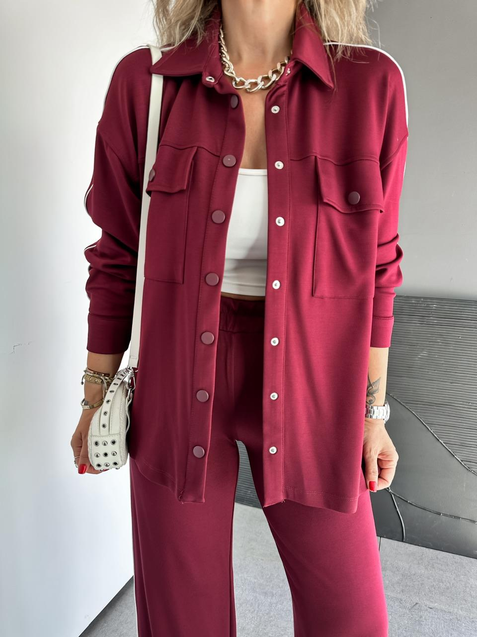 Bordo Çıtçtılı Biyeli Modal Takım