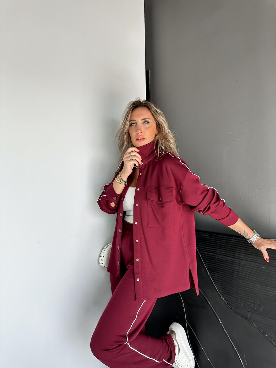 Bordo Çıtçtılı Biyeli Modal Takım