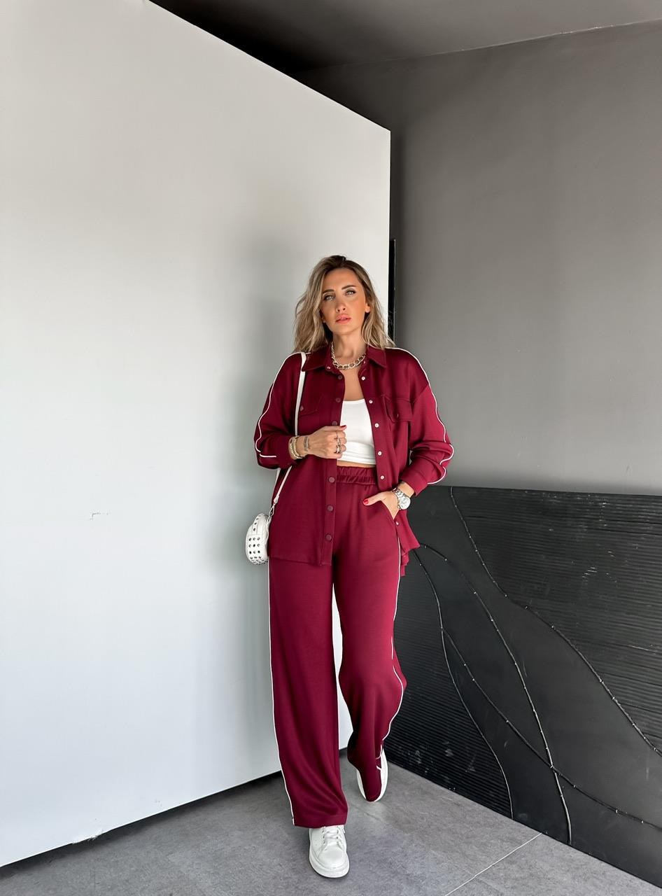 Bordo Çıtçtılı Biyeli Modal Takım