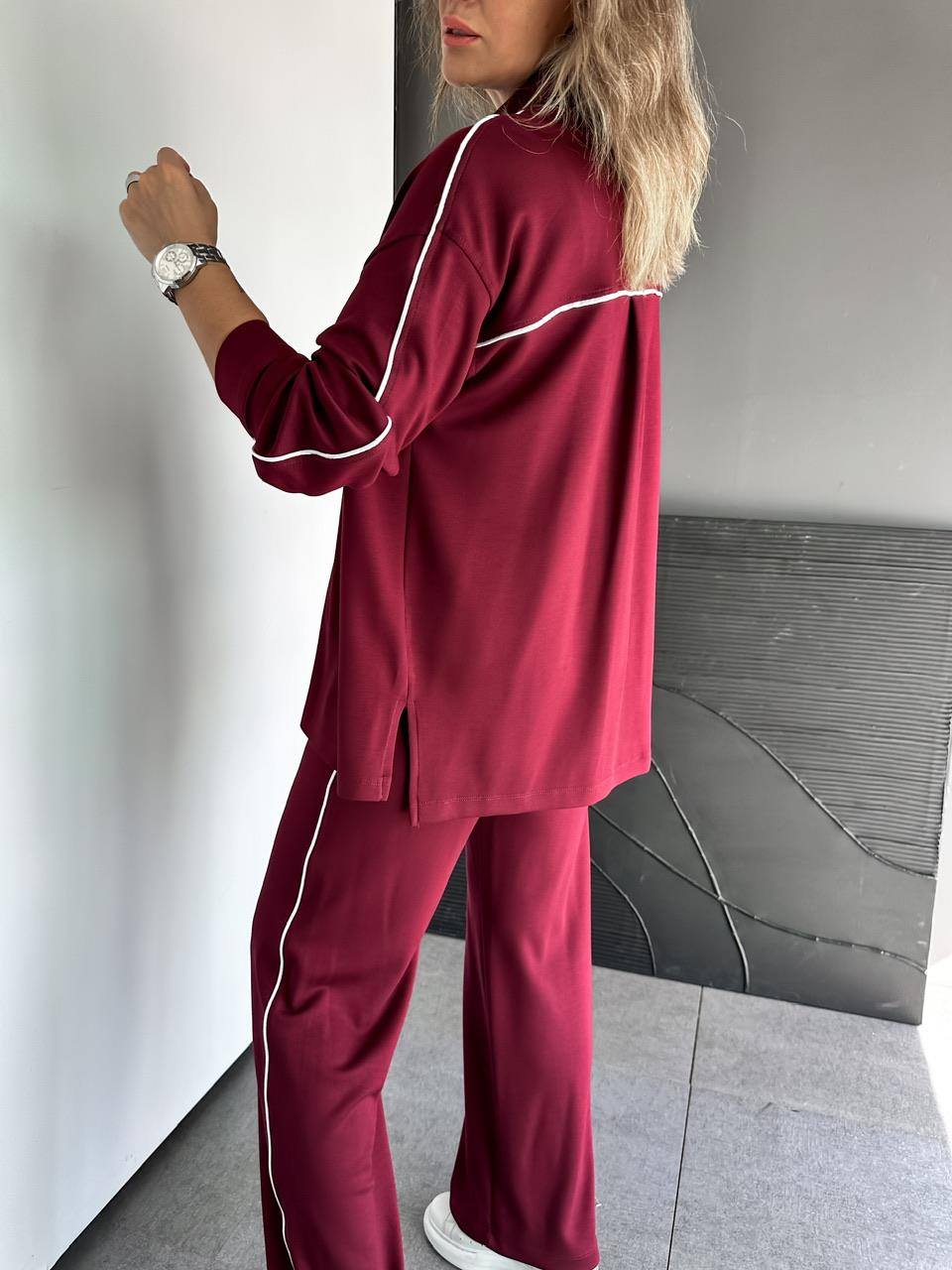 Bordo Çıtçtılı Biyeli Modal Takım