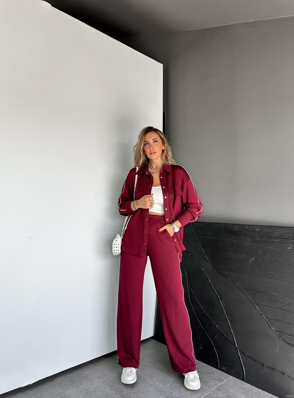 Bordo Çıtçtılı Biyeli Modal Takım