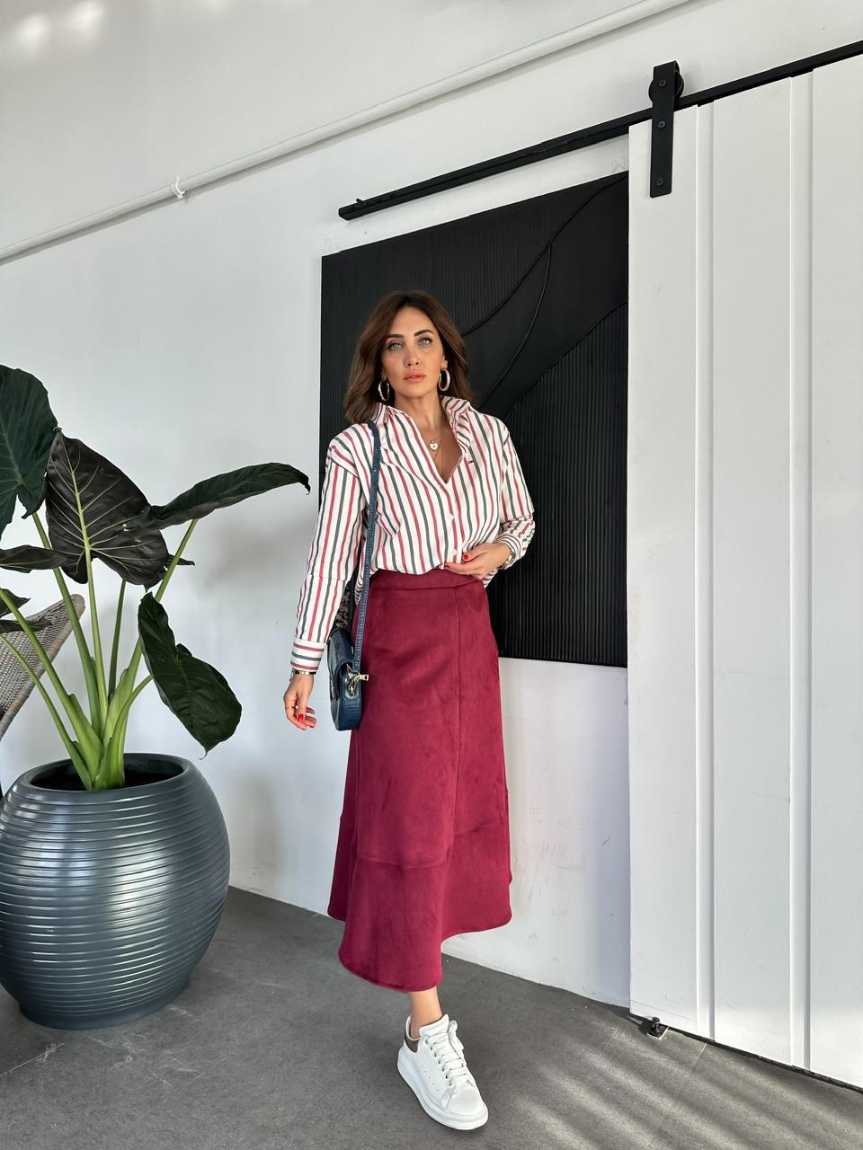 Bordo Çizgili Tommy Gömlek 