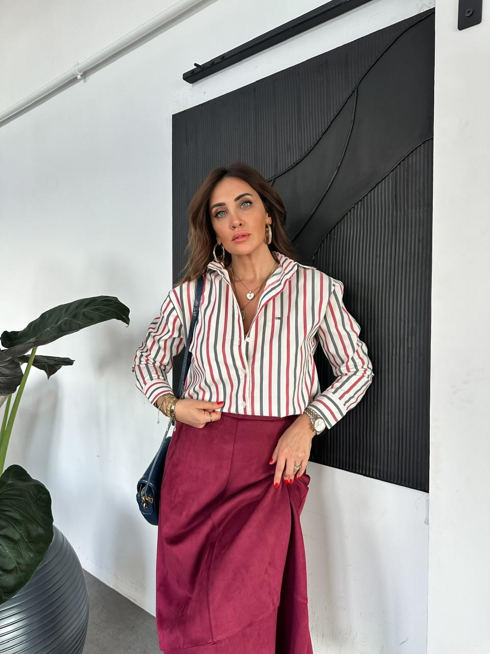 Bordo Çizgili Tommy Gömlek 