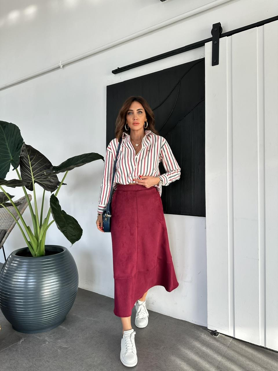 Bordo Çizgili Tommy Gömlek 