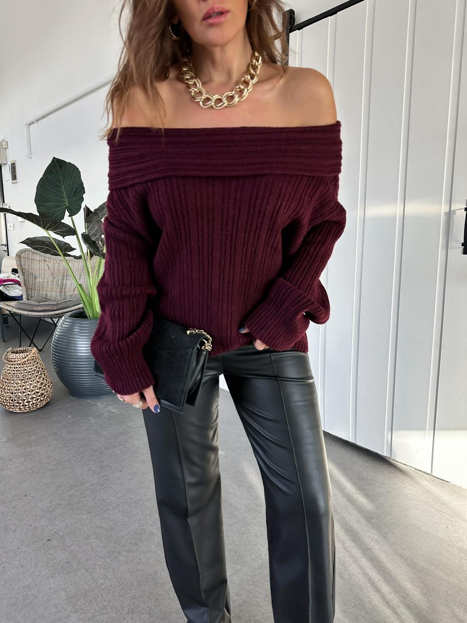 Bordo Degaje Yaka Fitilli Kazak
