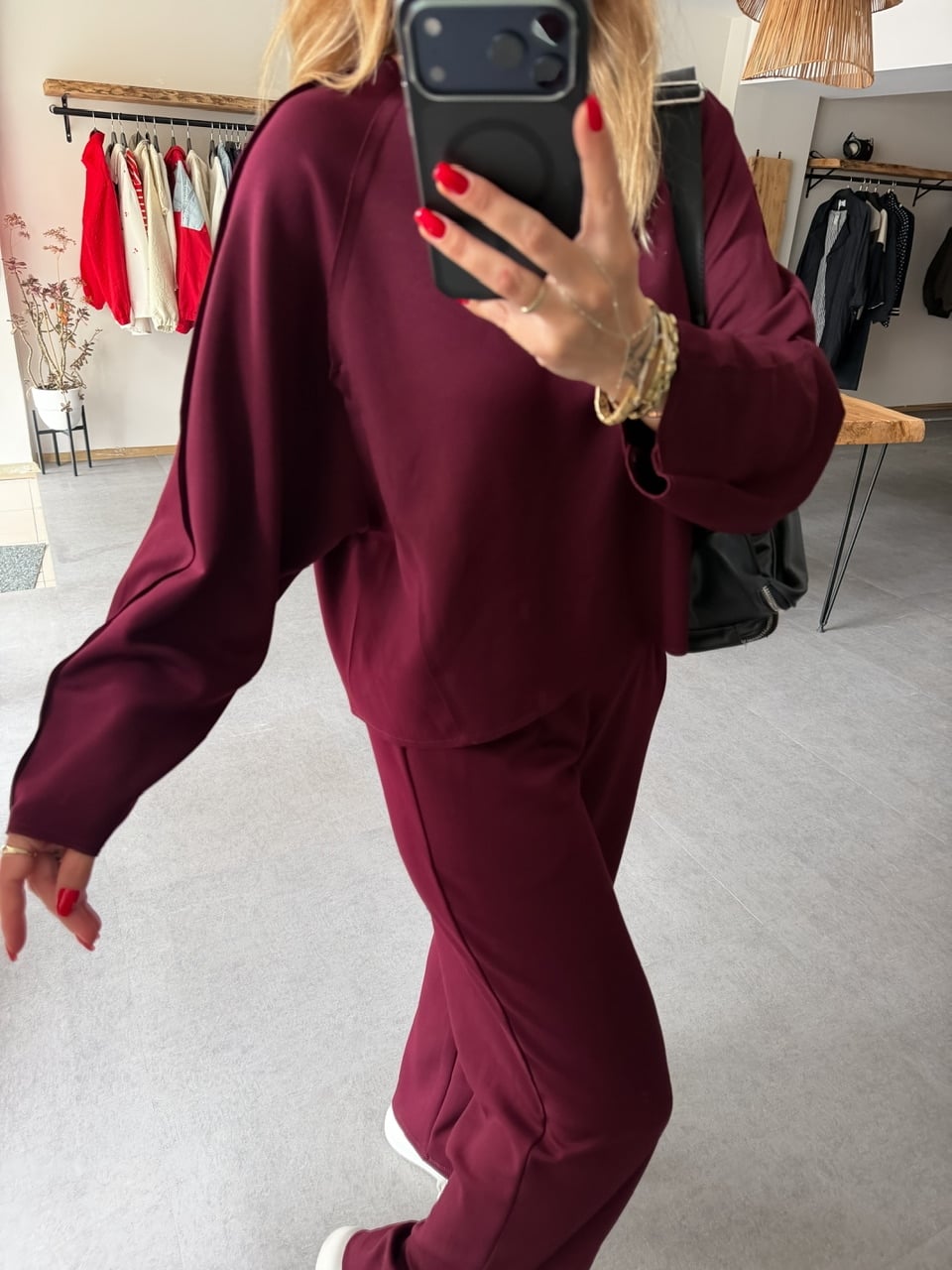 Bordo Dikiş Detaylı Oysho Takım