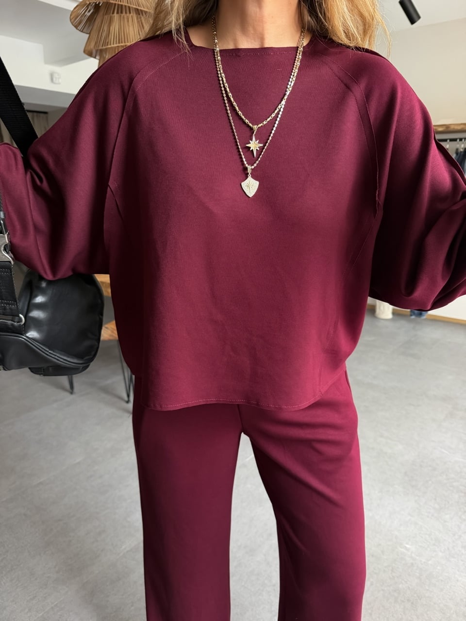 Bordo Dikiş Detaylı Oysho Takım
