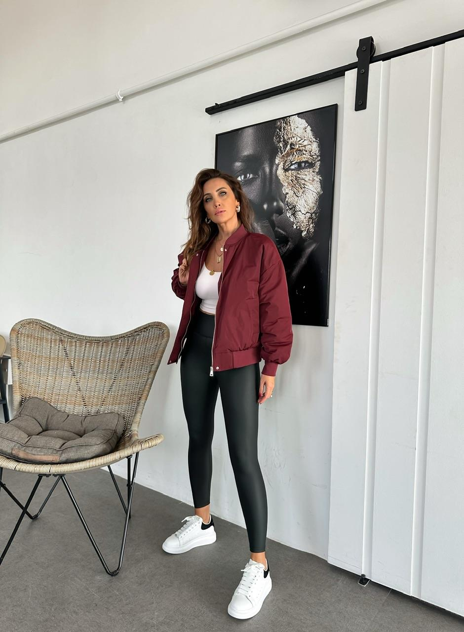 Bordo Fermuarlı Bomber Mont