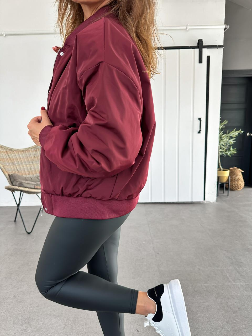 Bordo Fermuarlı Bomber Mont