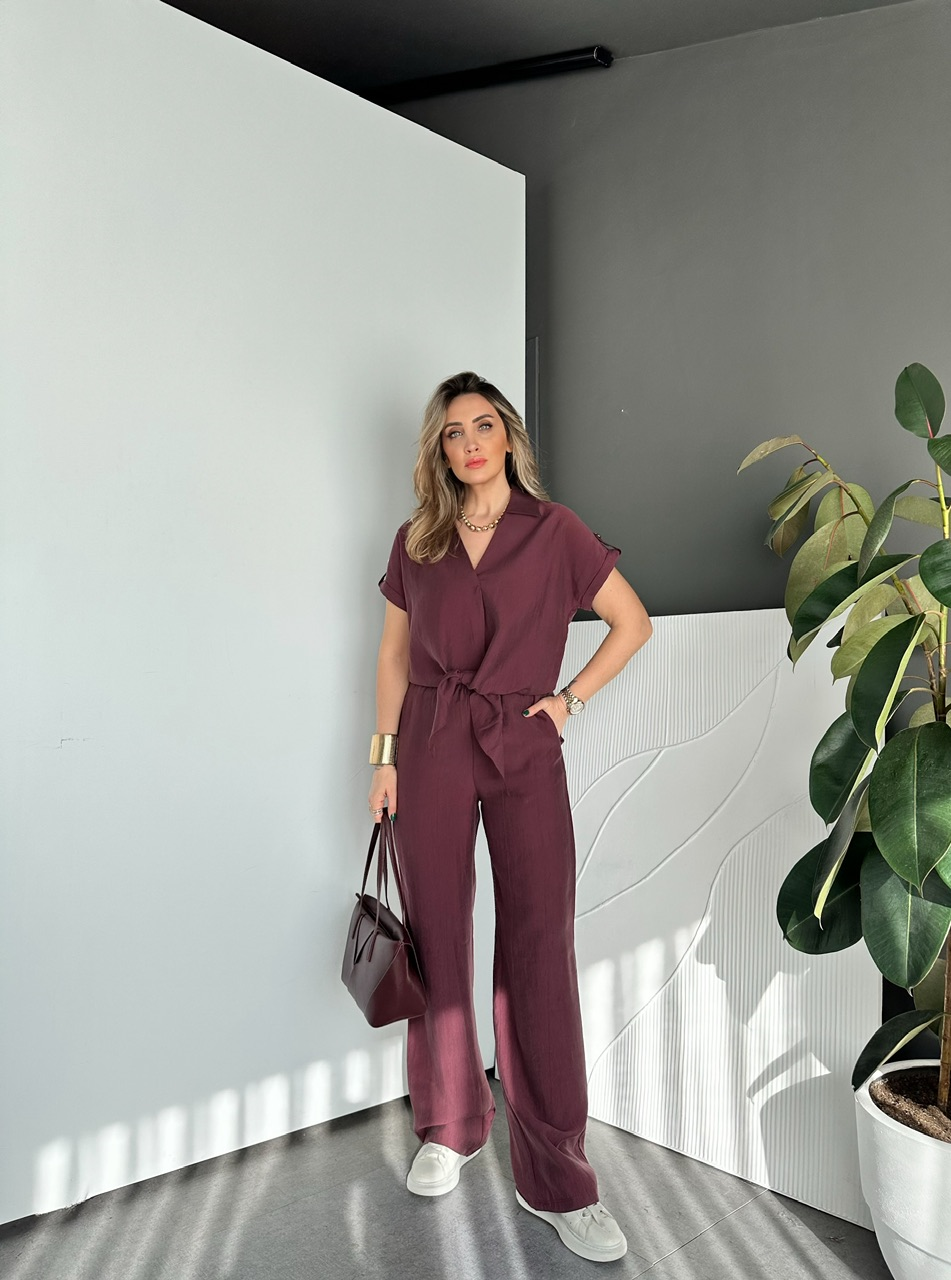 Bordo Gömleği Bağlamalı Premium Takım