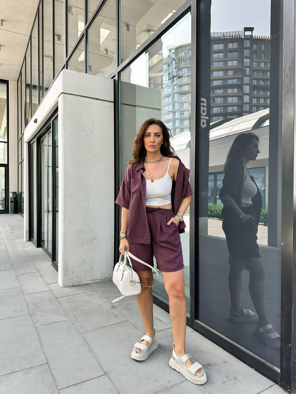 Bordo Gömlek Şort Marka Model Takım