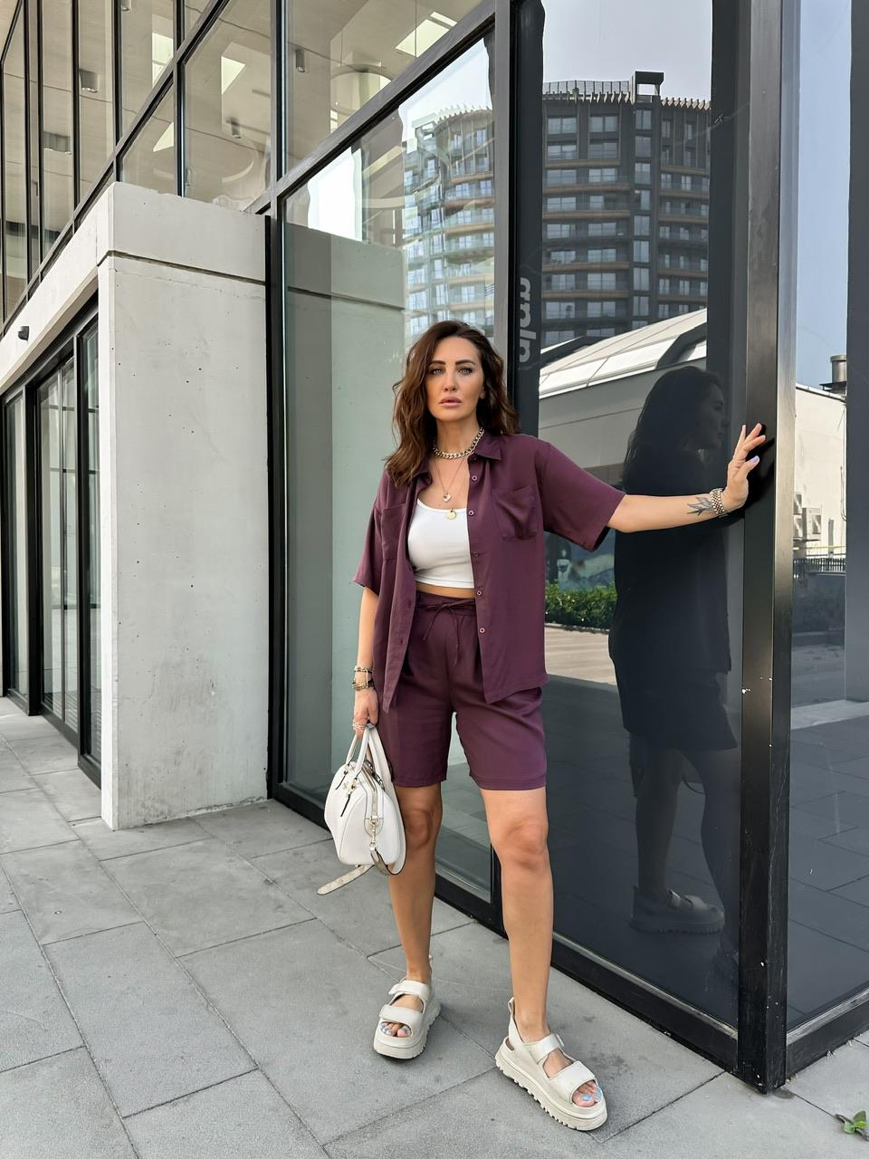 Bordo Gömlek Şort Marka Model Takım