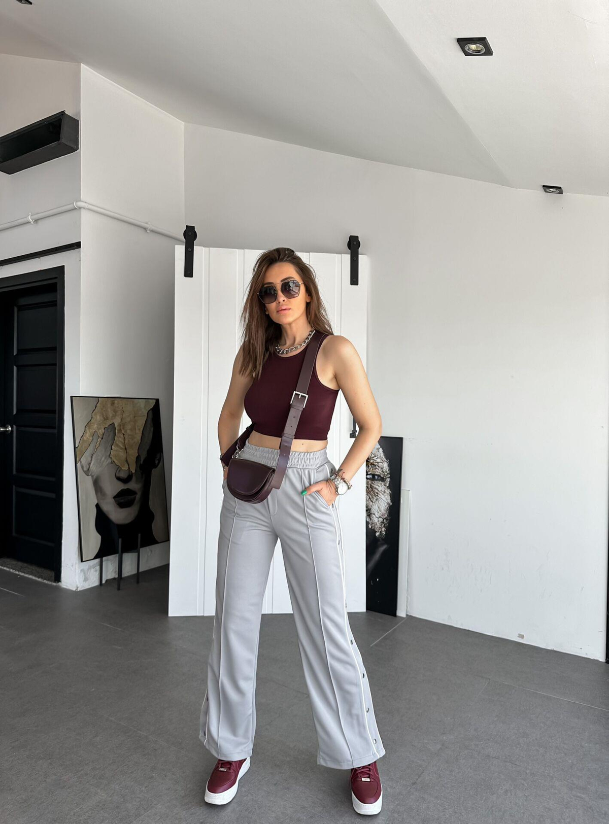 Bordo Halter Yaka Crop