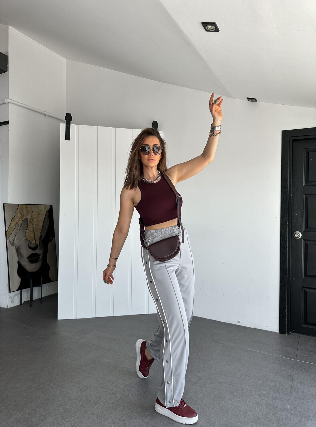 Bordo Halter Yaka Crop