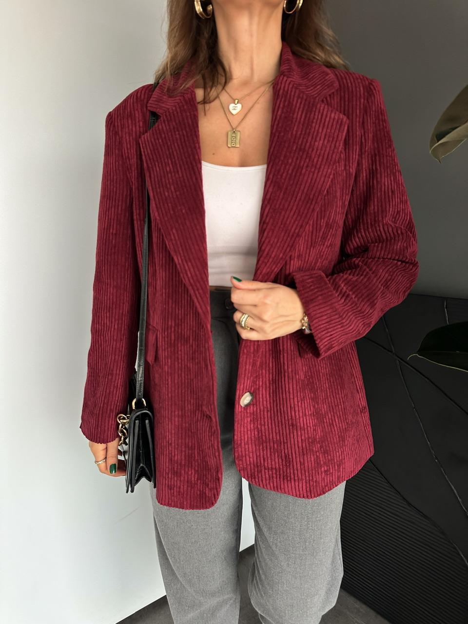 Bordo Kadife Blazer Ceket