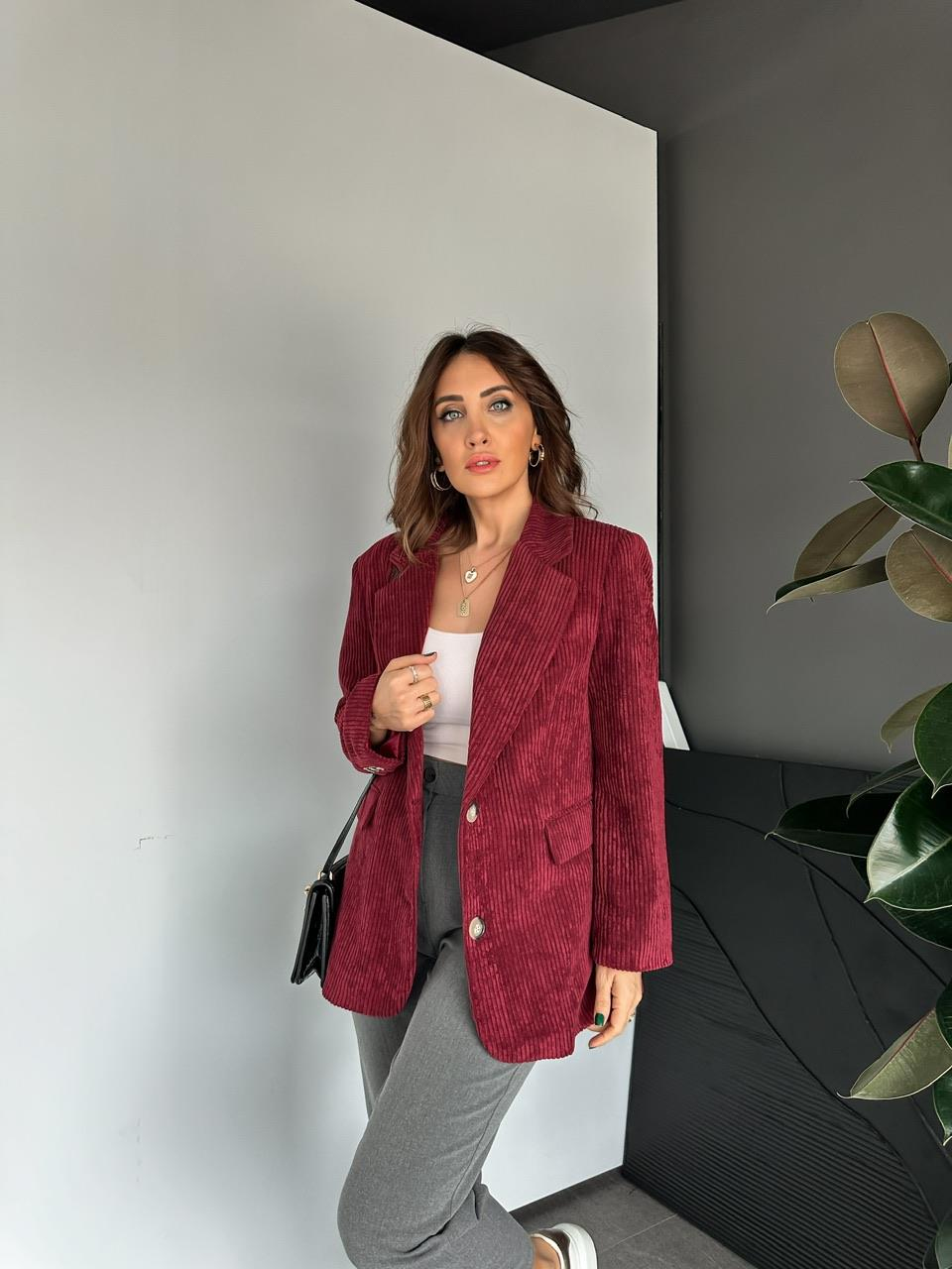 Bordo Kadife Blazer Ceket