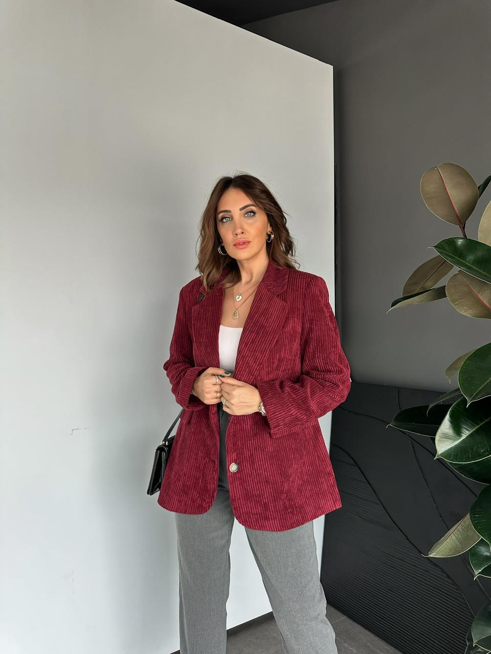 Bordo Kadife Blazer Ceket