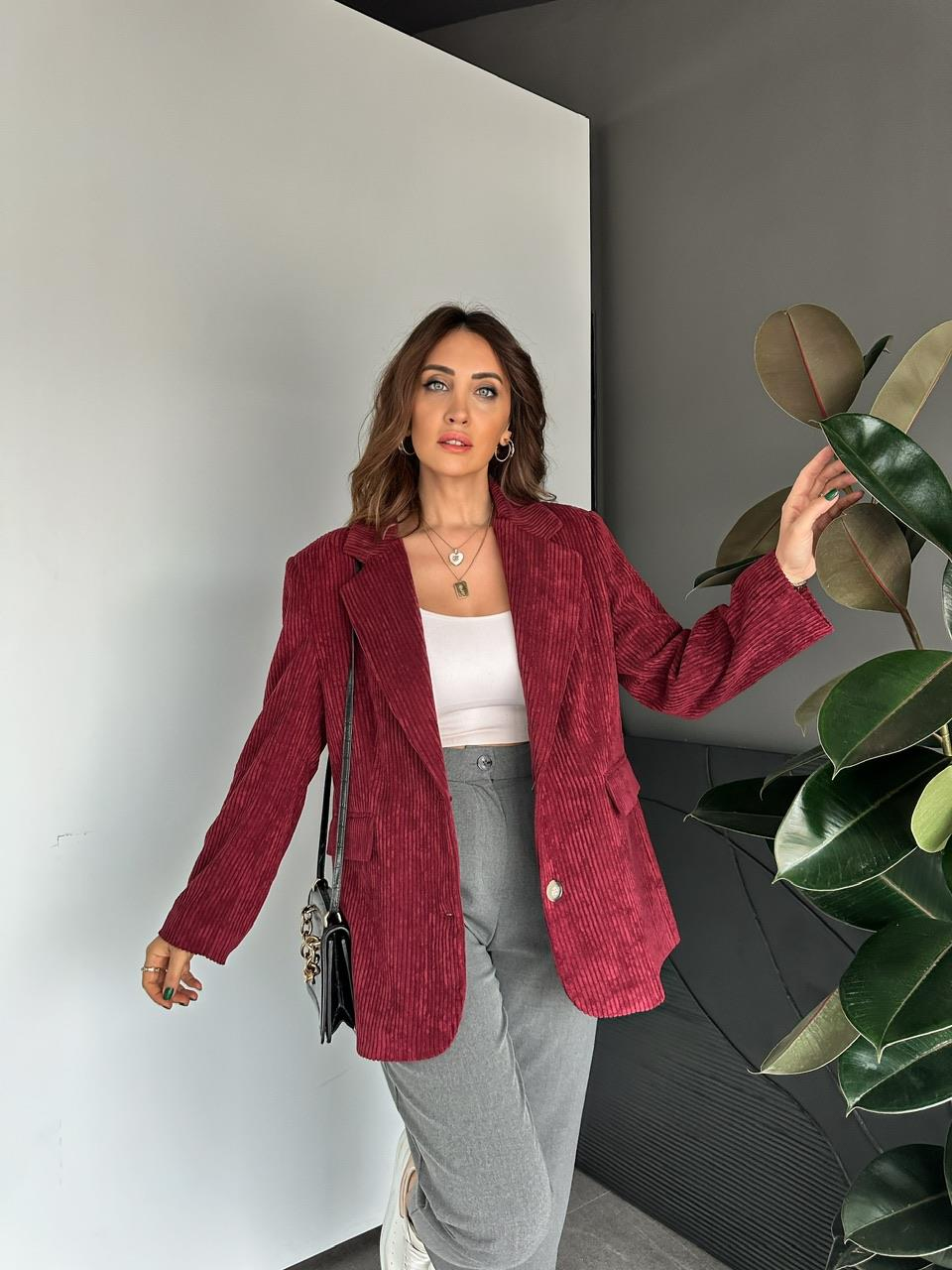 Bordo Kadife Blazer Ceket
