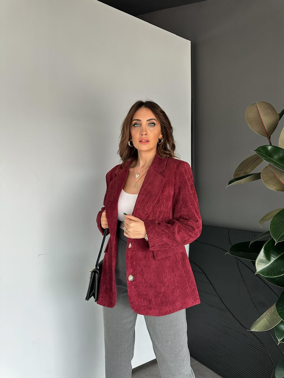 Bordo Kadife Blazer Ceket