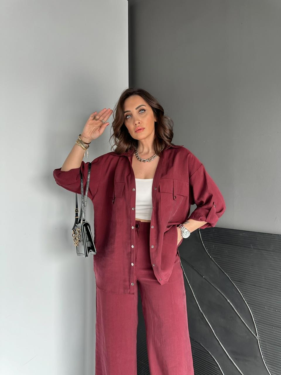 Bordo Kapak Cepli Çıtçıtlı Premium Takım