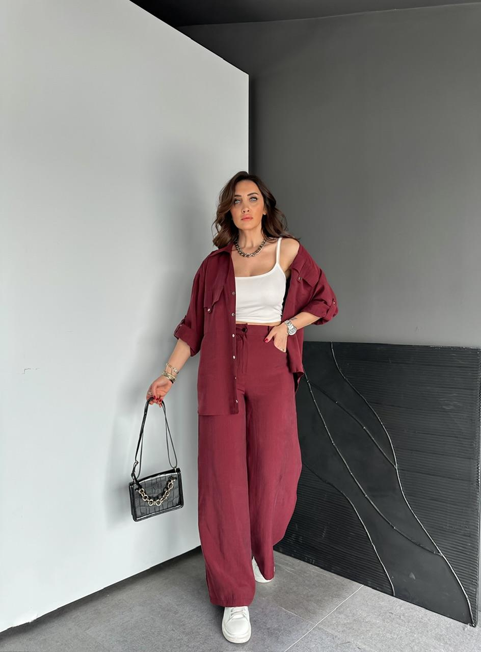Bordo Kapak Cepli Çıtçıtlı Premium Takım