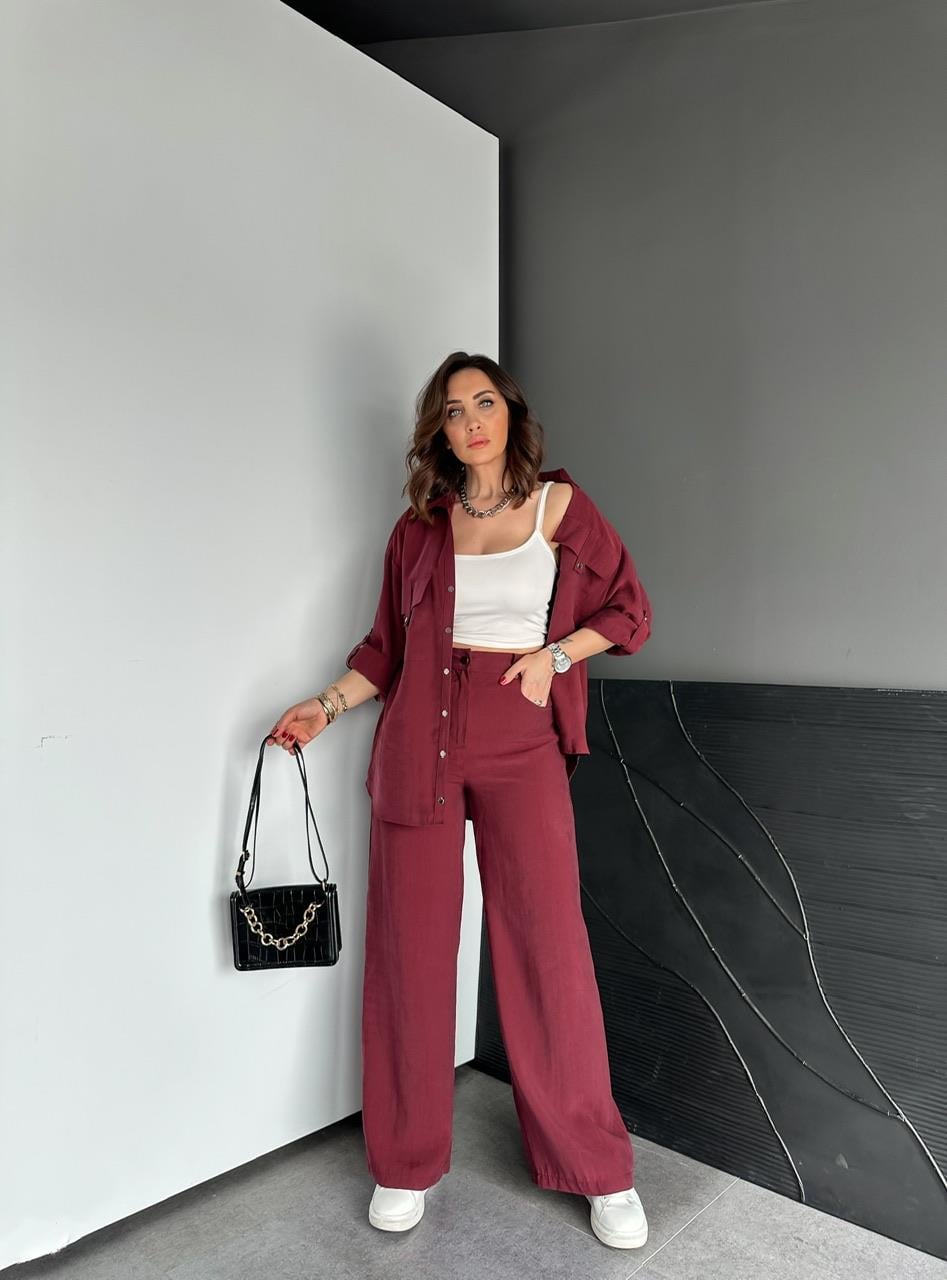 Bordo Kapak Cepli Çıtçıtlı Premium Takım