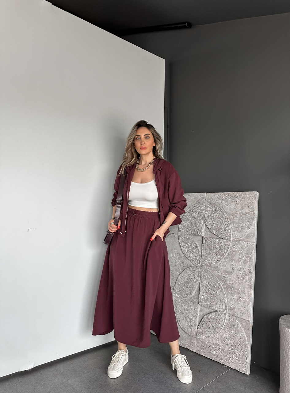 Bordo Kapak Cepli Etekli Modal Takım