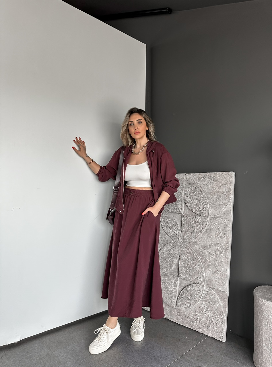 Bordo Kapak Cepli Etekli Modal Takım