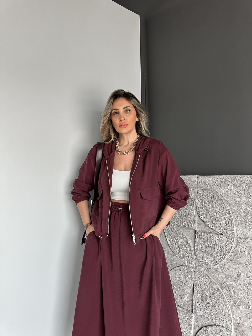 Bordo Kapak Cepli Etekli Modal Takım