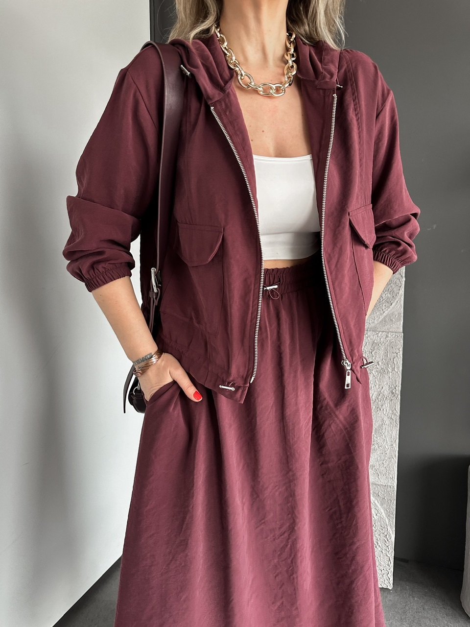 Bordo Kapak Cepli Etekli Modal Takım