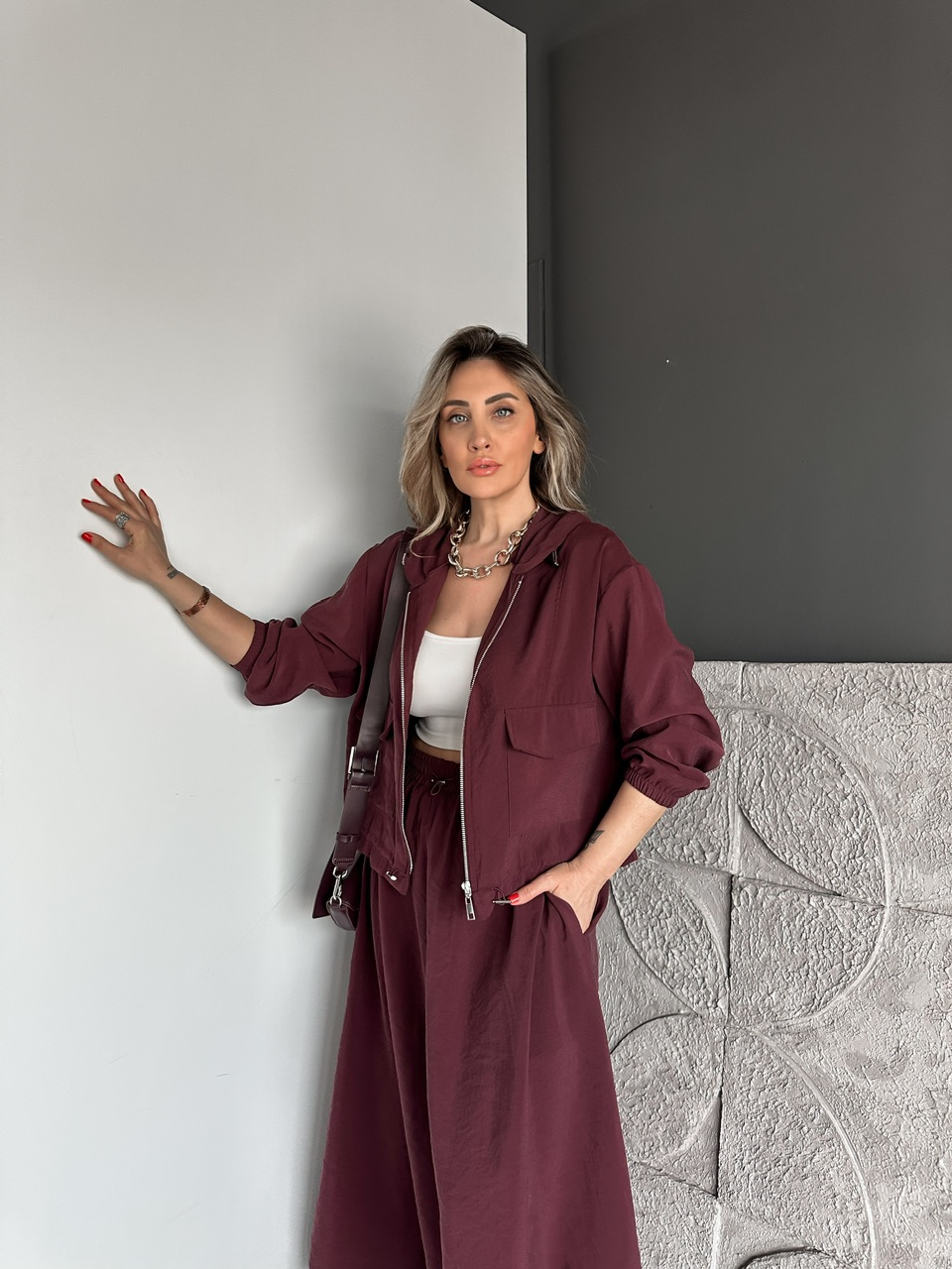 Bordo Kapak Cepli Etekli Modal Takım