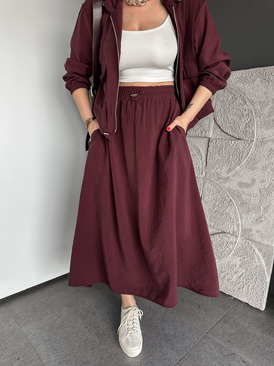 Bordo Kapak Cepli Etekli Modal Takım