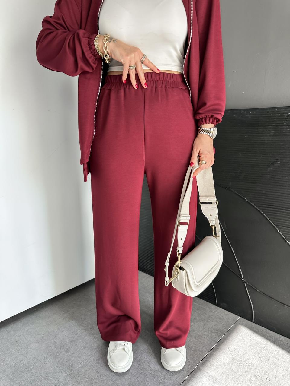 Bordo Kapşonlu Cıtcıtlı Modal Takım