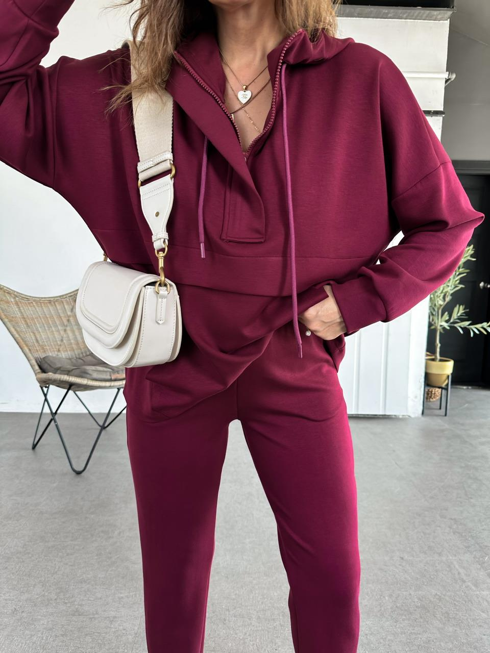 Bordo Kapşonlu Modal Spor Takım